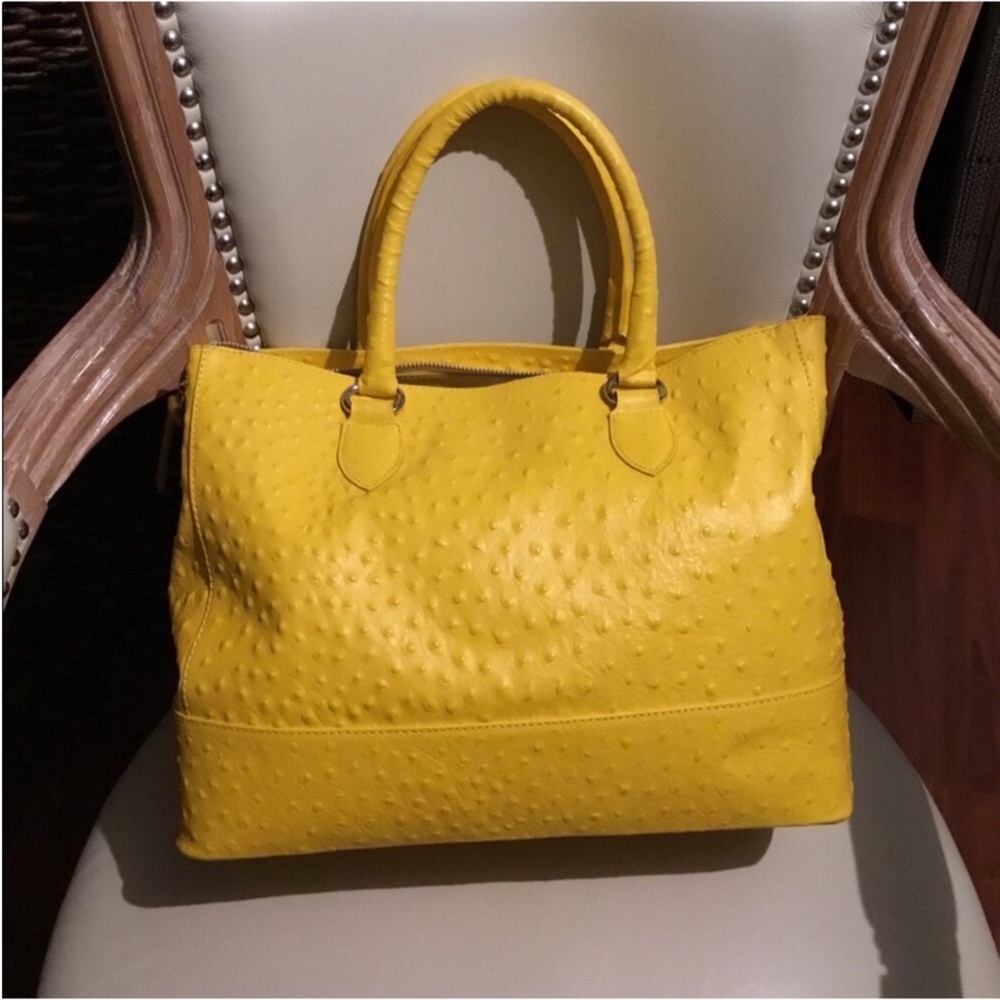 BORSE IN PELLE GENUINE LEATHER MADE IN ITALY OSTRICH LEATHER STYLE TOTE NWOT